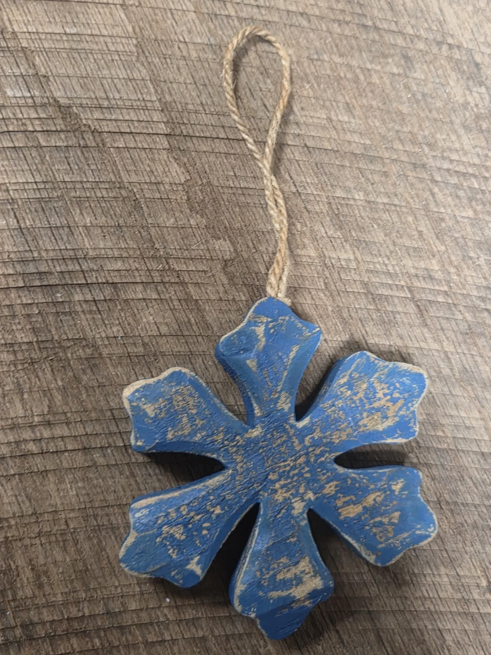 Rustic Wooden Heart and Snowflake Christmas Ornaments - Set of 2 ~ Farmhouse 1N